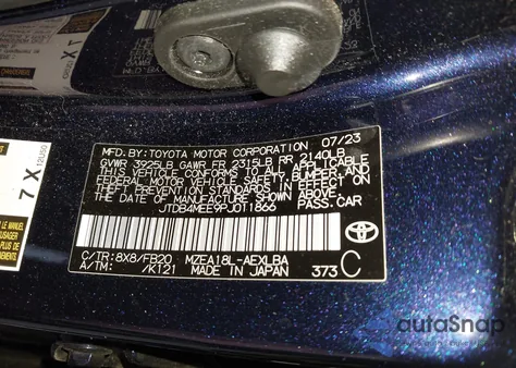 2023 Toyota Corolla Le из США, поврежденный, VIN JTDB4MEE9PJ011866